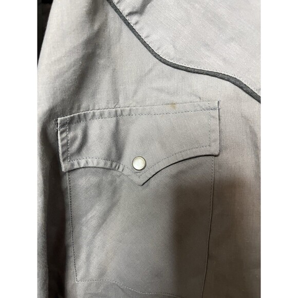 Mens L Vintage Ely Diamond Gray Shirt With Indian On Horse Snap Western Shirt - Picture 4 of 7